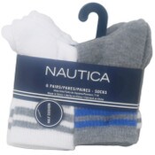 Wholesale - 6pk WHT NAUTICA POP STRIPE CREW SOCKS SIZE 4-6, UPC: 193159219451